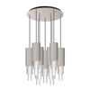 Bordeaux 16-in Brushed Nicket/Clear Ribbed Glass 9-Light Multi Pendant