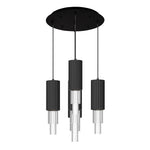 Bordeaux 15-in Matte Black/Clear Ribbed Glass 5-Light Multi Pendant