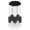 Bordeaux 16-in Matte Black/Clear Ribbed Glass 9-Light Multi Pendant
