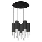 Bordeaux 16-in Matte Black/Clear Ribbed Glass 9-Light Multi Pendant