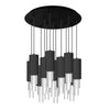 Bordeaux 25-in Matte Black/Clear Ribbed Glass 13-Light Multi Pendant