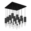 Bordeaux 20-in Matte Black/Clear Ribbed Glass 16-Light Multi Pendant