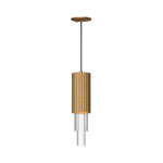 Bordeaux 4-in Aged Gold/Clear Ribbed Glass LED Pendant