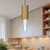 Bordeaux 4-in Aged Gold/Clear Ribbed Glass LED Pendant