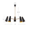 Brickell 45-in Matte White/Hazelnut Leather 5 Lights Chandeliers