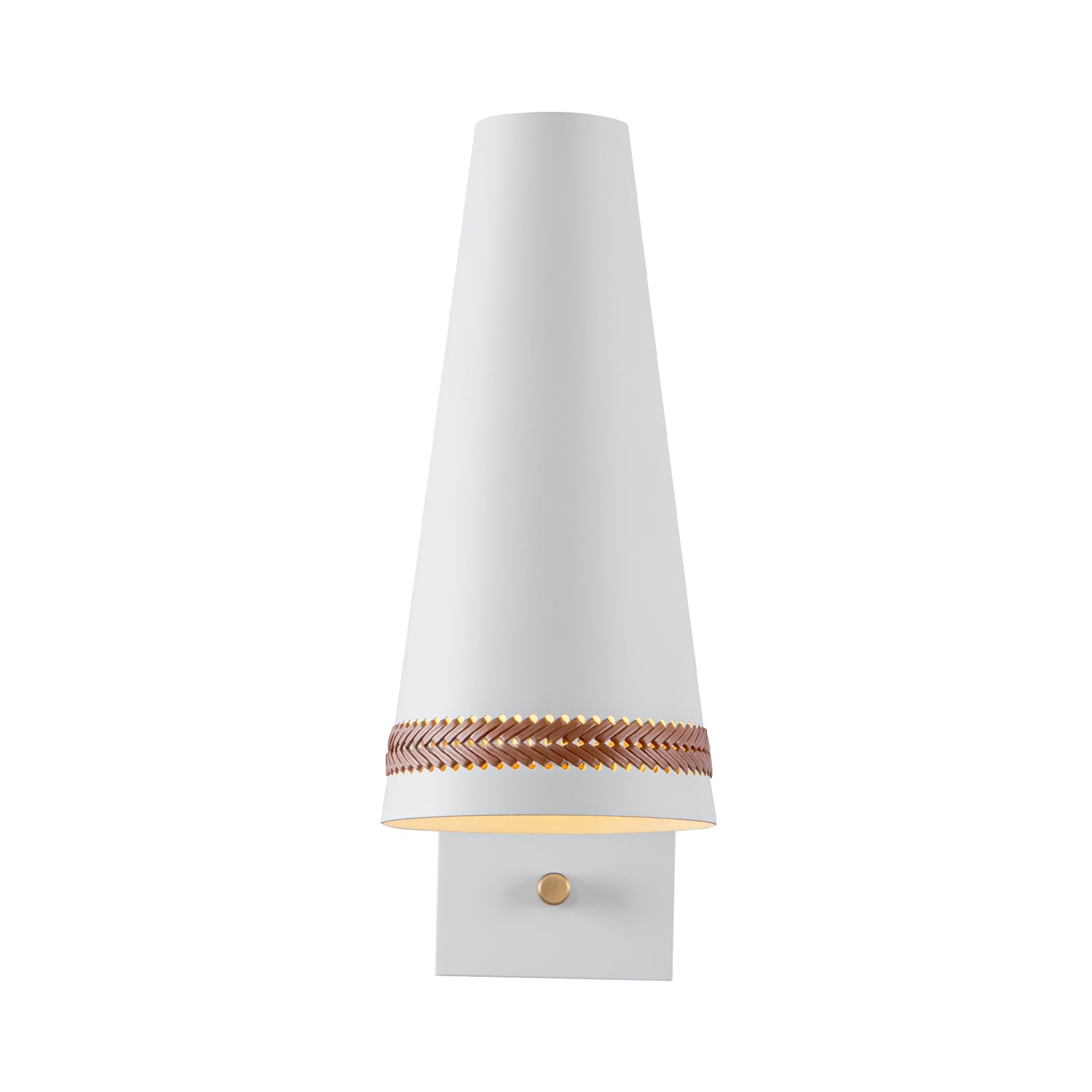 Brickell 5-in Matte White/Hazelnut Leather 1 Light Wall/Vanity