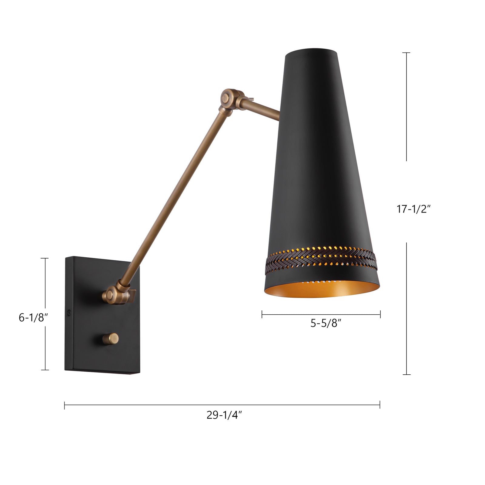 Brickell 5-in Matte White/Hazelnut Leather 1 Light Wall/Vanity