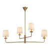 Bridgette 45-in Brushed Gold/White Linen Socket Chandelier