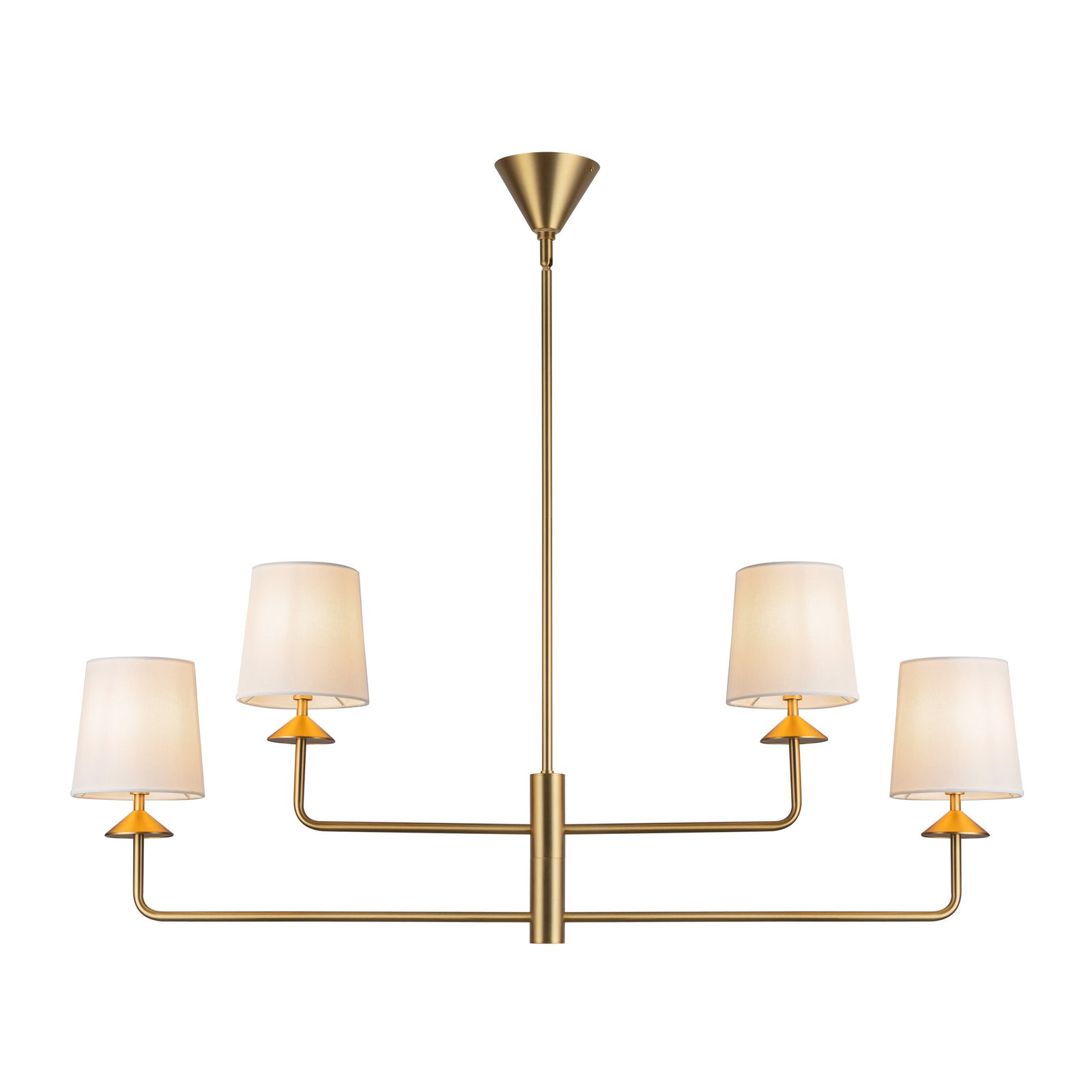 Bridgette 45-in Brushed Gold/White Linen Socket Chandelier