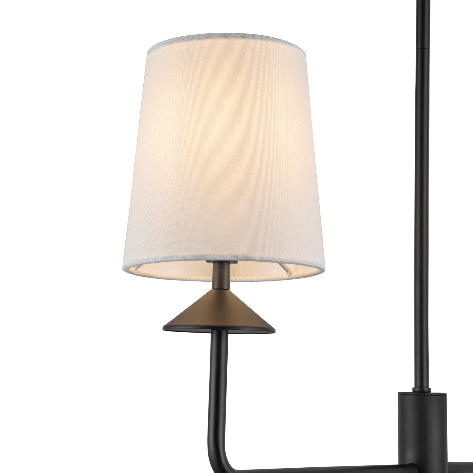 Bridgette 45-in Matte Black/White Linen Socket Chandelier