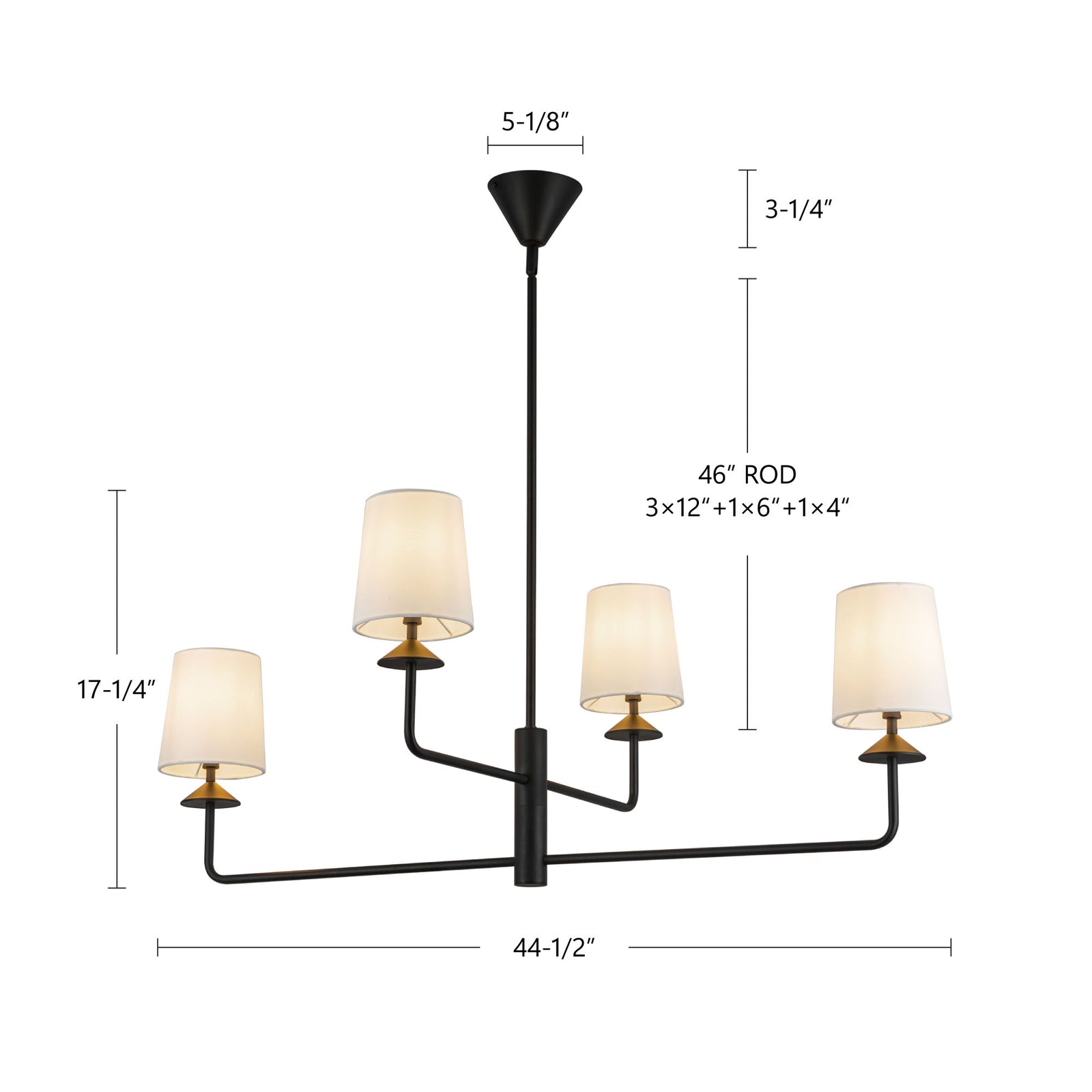 Bridgette 45-in Brushed Gold/White Linen Socket Chandelier