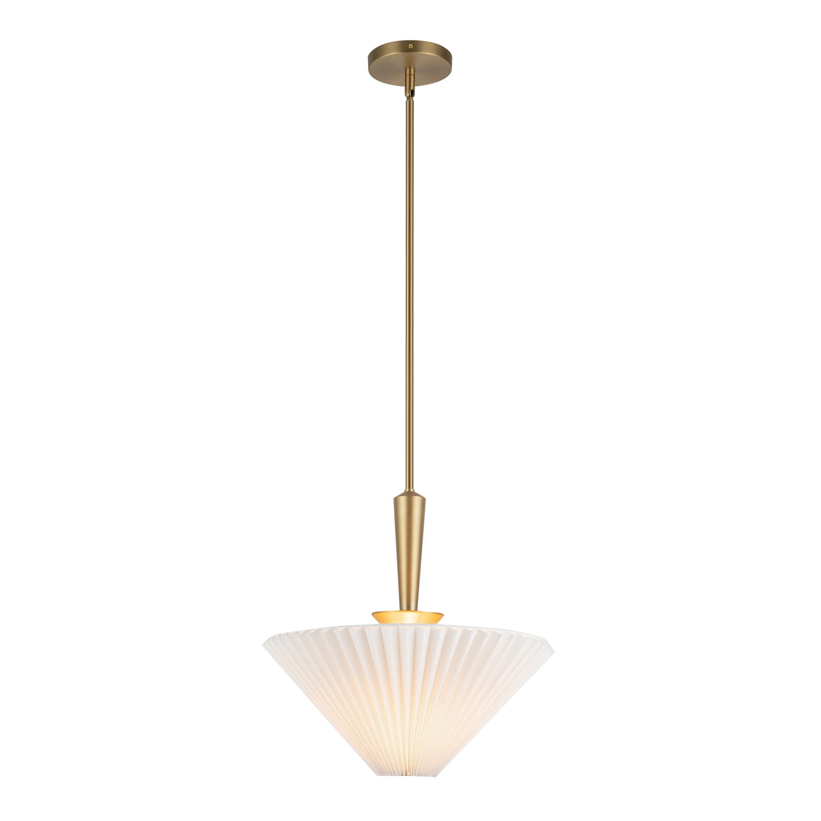 Bridgette 16-in Brushed Gold/Folded White Socket Pendant