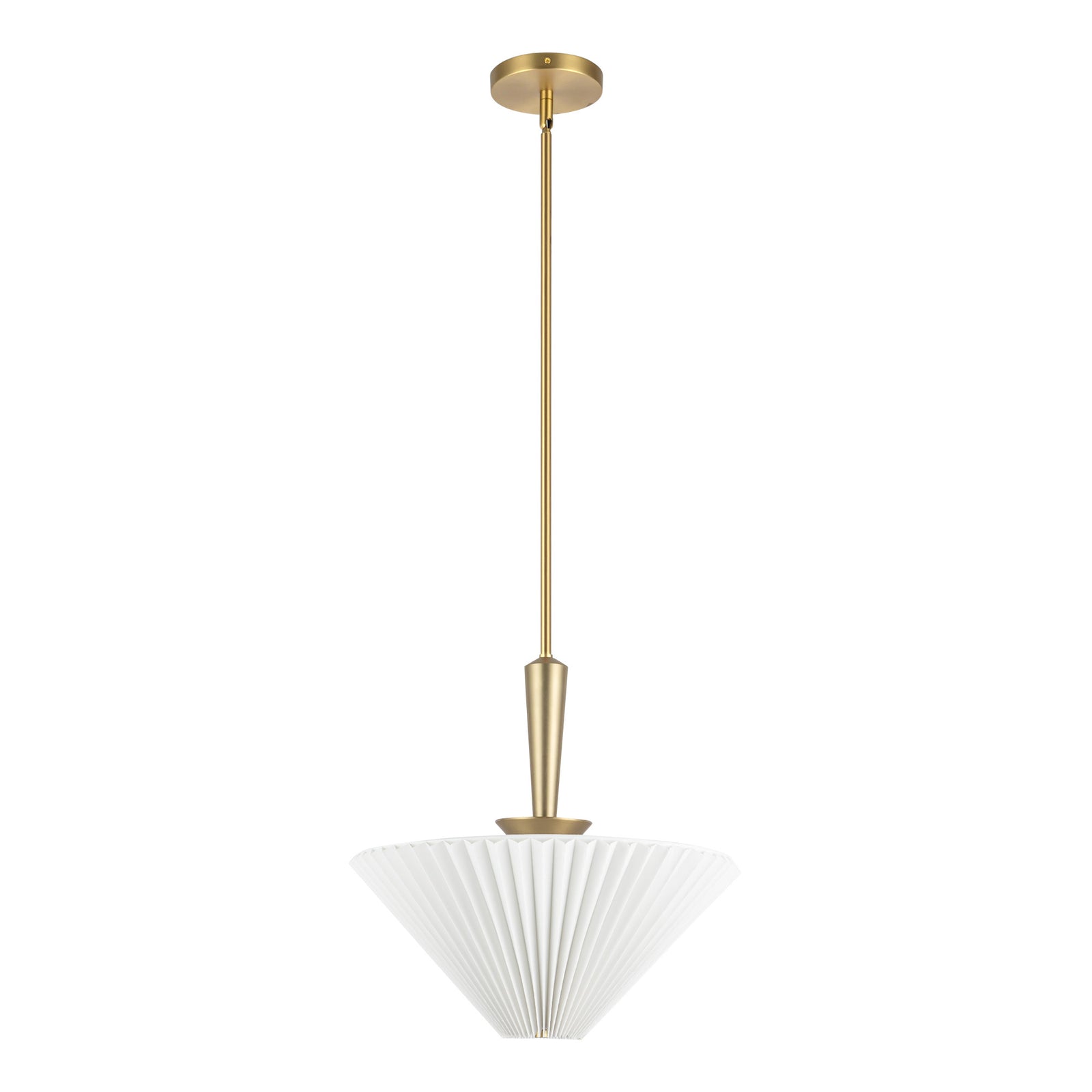 Bridgette 16-in Brushed Gold/Folded White Socket Pendant