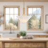 Bridgette 16-in Brushed Gold/Folded White Socket Pendant