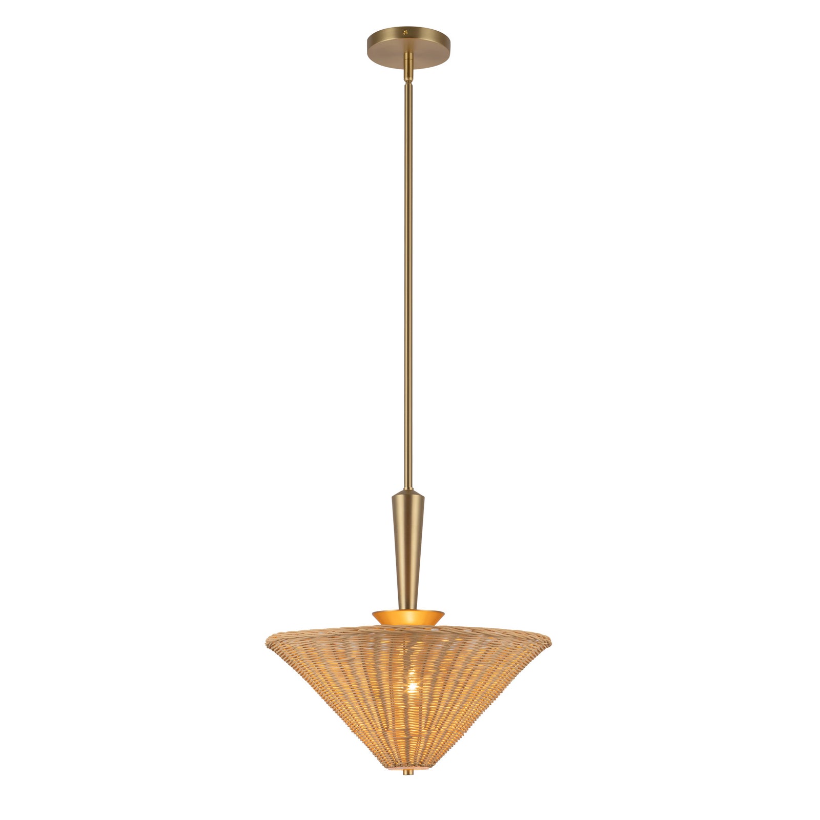 Bridgette 16-in Brushed Gold/Rattan Socket Pendant