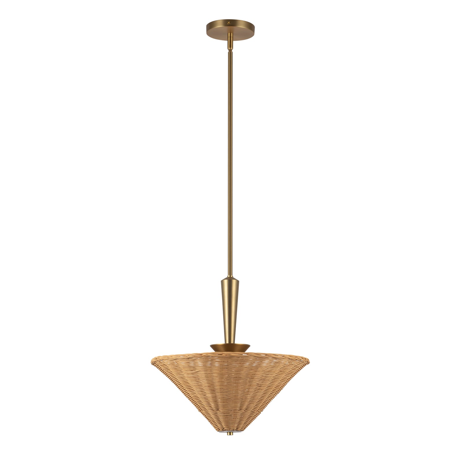 Bridgette 16-in Brushed Gold/Rattan Socket Pendant