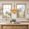 Bridgette 16-in Brushed Gold/Rattan Socket Pendant