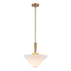Bridgette 16-in Brushed Gold/White Linen Socket Pendant