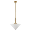 Bridgette 16-in Brushed Gold/White Linen Socket Pendant