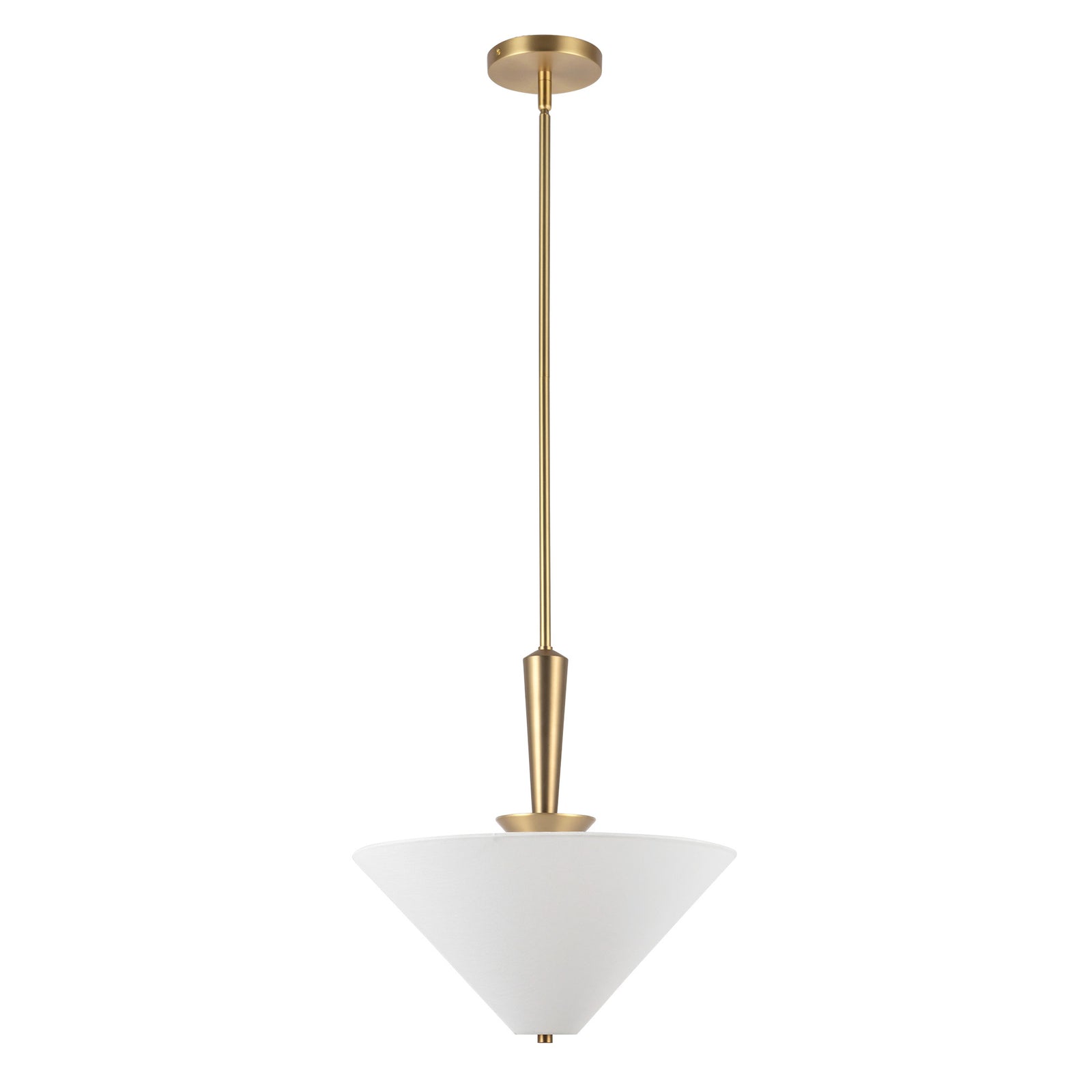 Bridgette 16-in Brushed Gold/White Linen Socket Pendant