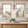 Bridgette 16-in Matte Black/Folded White Socket Pendant