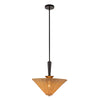 Bridgette 16-in Matte Black/Rattan Socket Pendant
