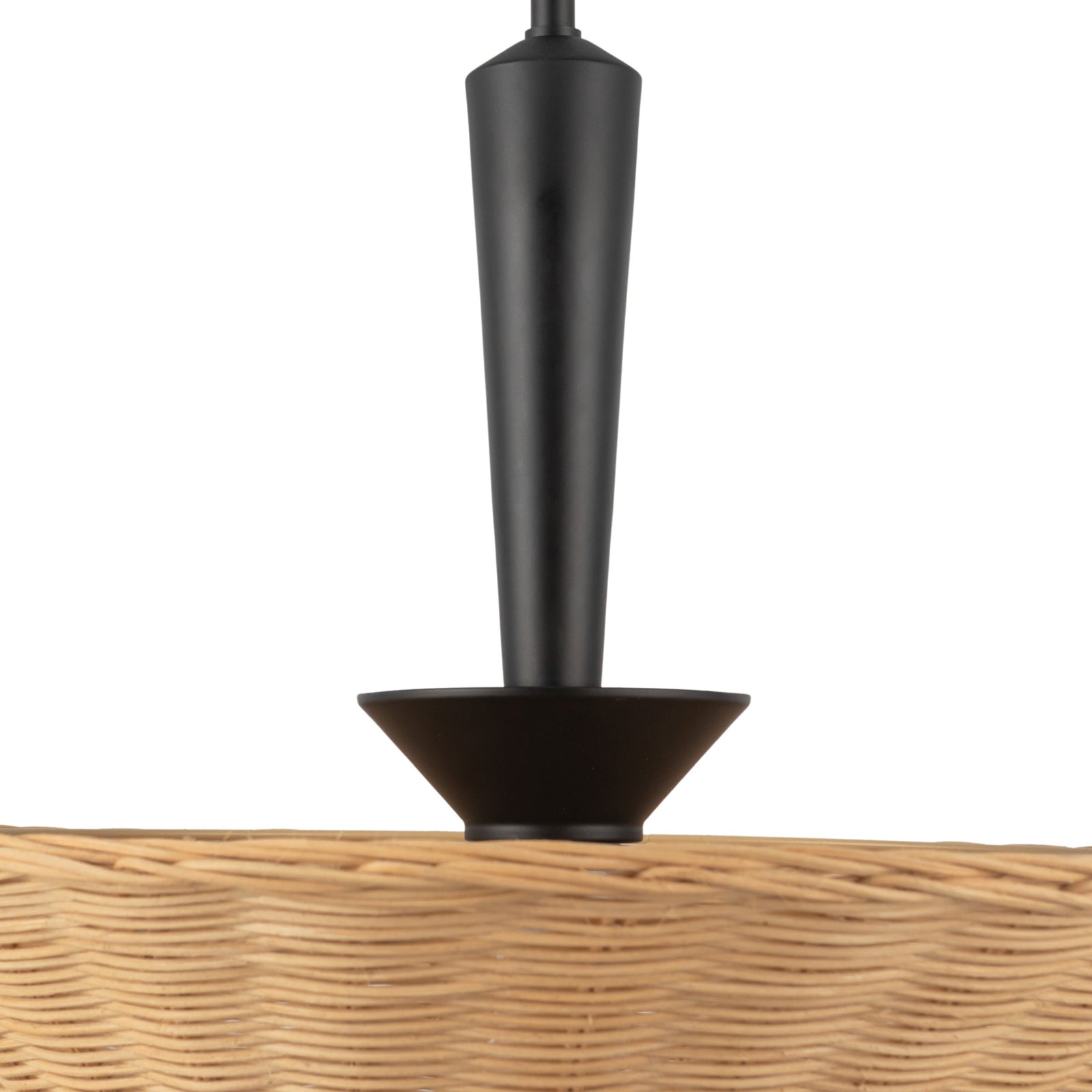 Bridgette 16-in Matte Black/Rattan Socket Pendant