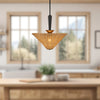 Bridgette 16-in Matte Black/Rattan Socket Pendant