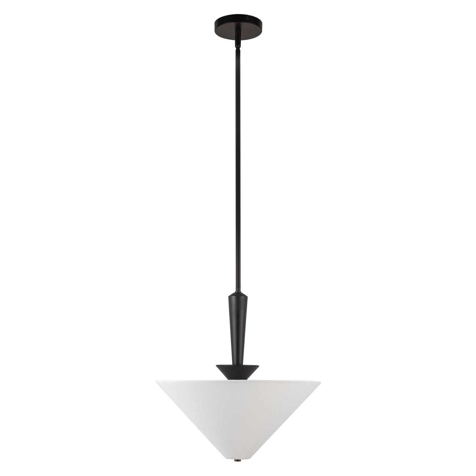 Bridgette 16-in Matte Black/White Linen Socket Pendant