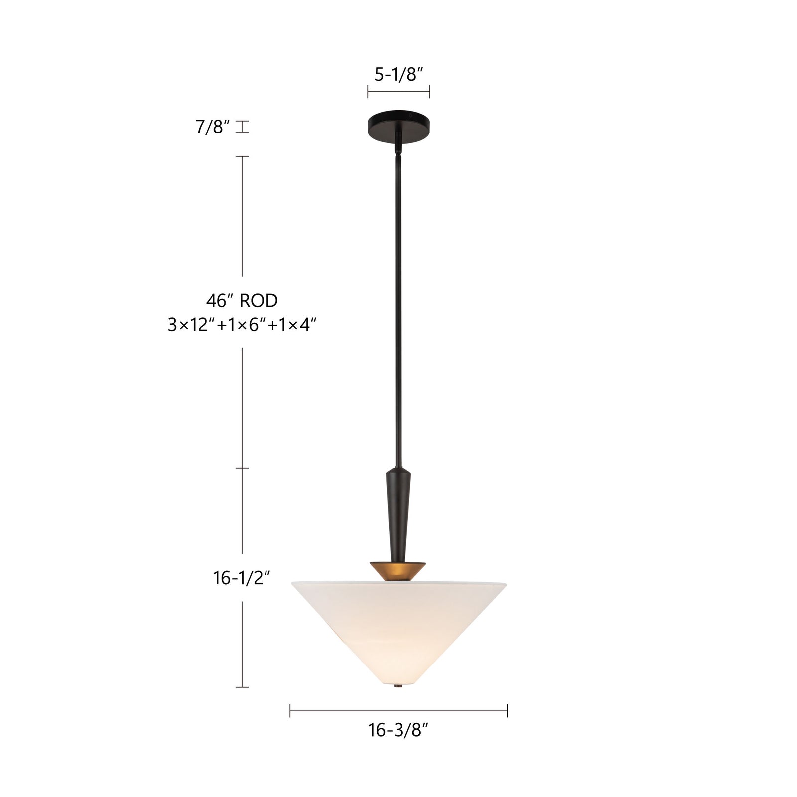 Bridgette 16-in Matte Black/Folded White Socket Pendant