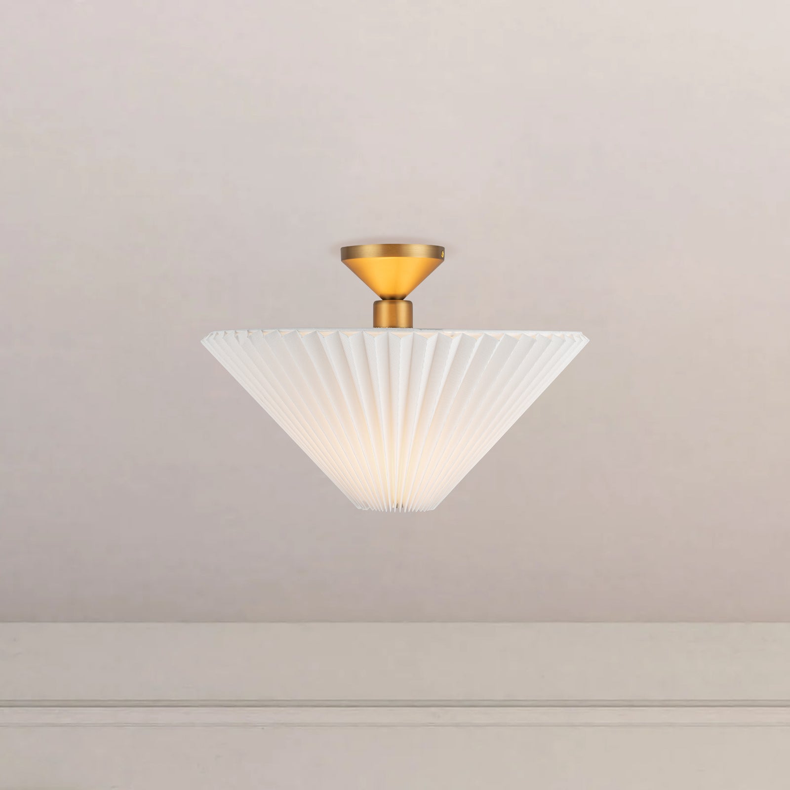 Bridgette 16-in Brushed Gold/Folded White Socket Semi-Flush Mount