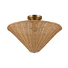 Bridgette 16-in Brushed Gold/Rattan Socket Semi-Flush Mount