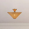 Bridgette 16-in Brushed Gold/Rattan Socket Semi-Flush Mount