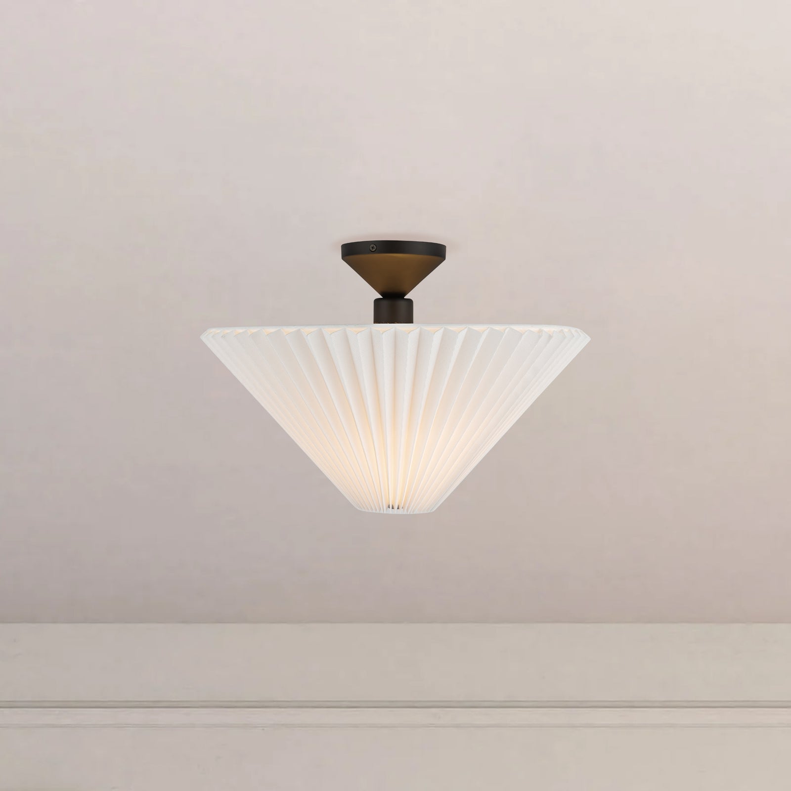 Bridgette 16-in Matte Black/Folded White Socket Semi-Flush Mount