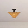 Bridgette 16-in Matte Black/Rattan Socket Semi-Flush Mount