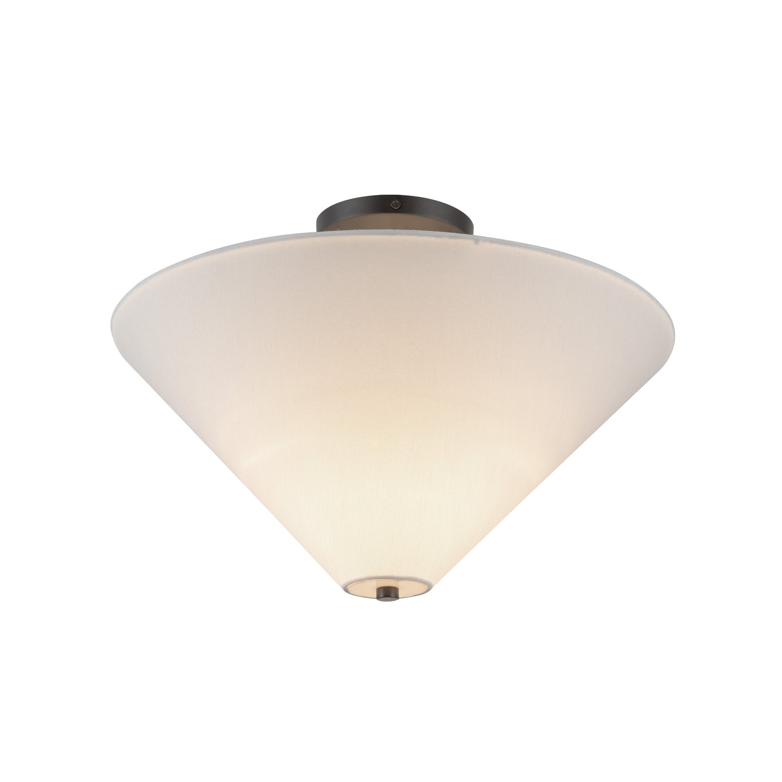 Bridgette 16-in Matte Black/White Linen Socket Semi-Flush Mount