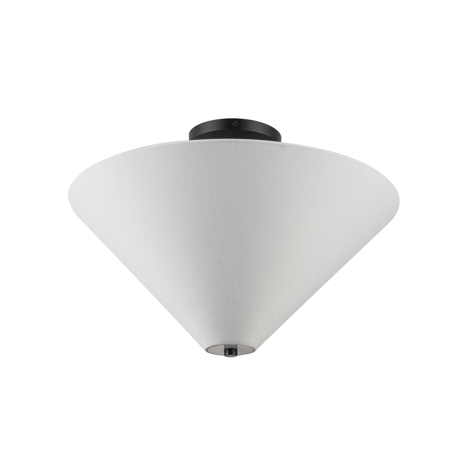 Bridgette 16-in Matte Black/White Linen Socket Semi-Flush Mount