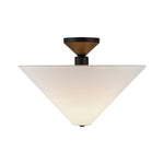 Bridgette 16-in Matte Black/White Linen Socket Semi-Flush Mount