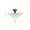 Bridgette 16-in Matte Black/Folded White Socket Semi-Flush Mount