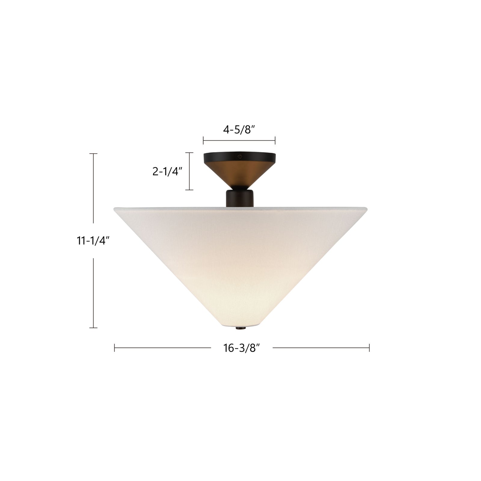 Bridgette 16-in Matte Black/Folded White Socket Semi-Flush Mount