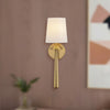 Bridgette 16-in Brushed Gold/White Linen Socket Wall/Vanity Light