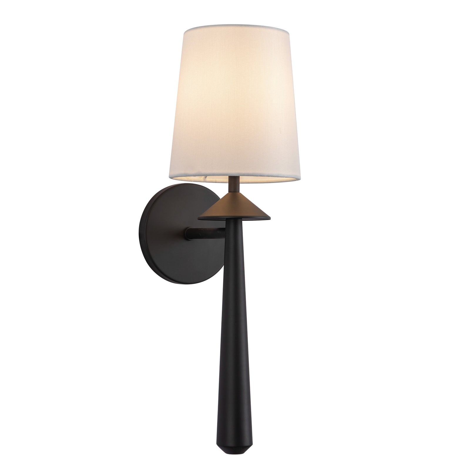 Bridgette 16-in Matte Black/White Linen Socket Wall/Vanity Light