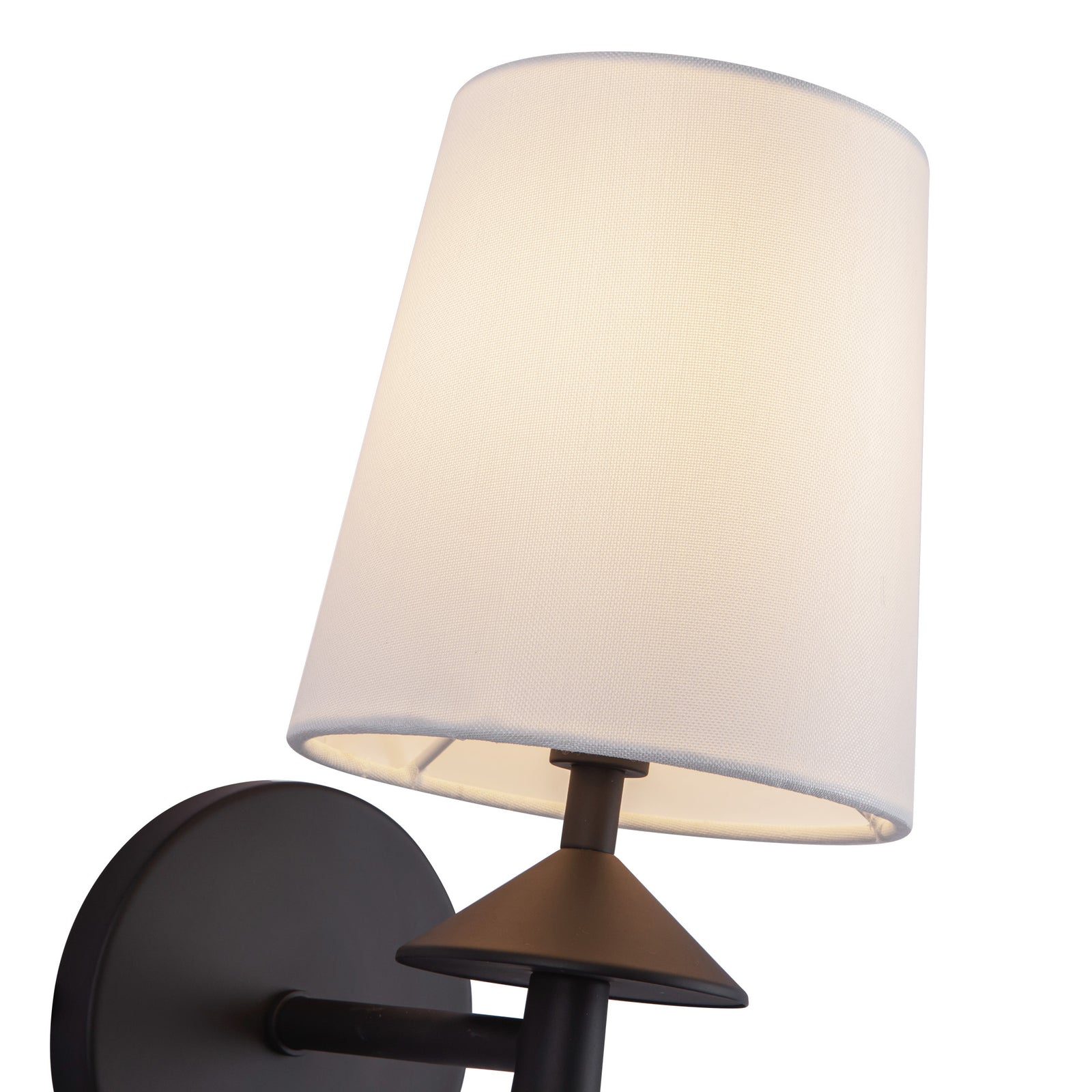 Bridgette 16-in Matte Black/White Linen Socket Wall/Vanity Light