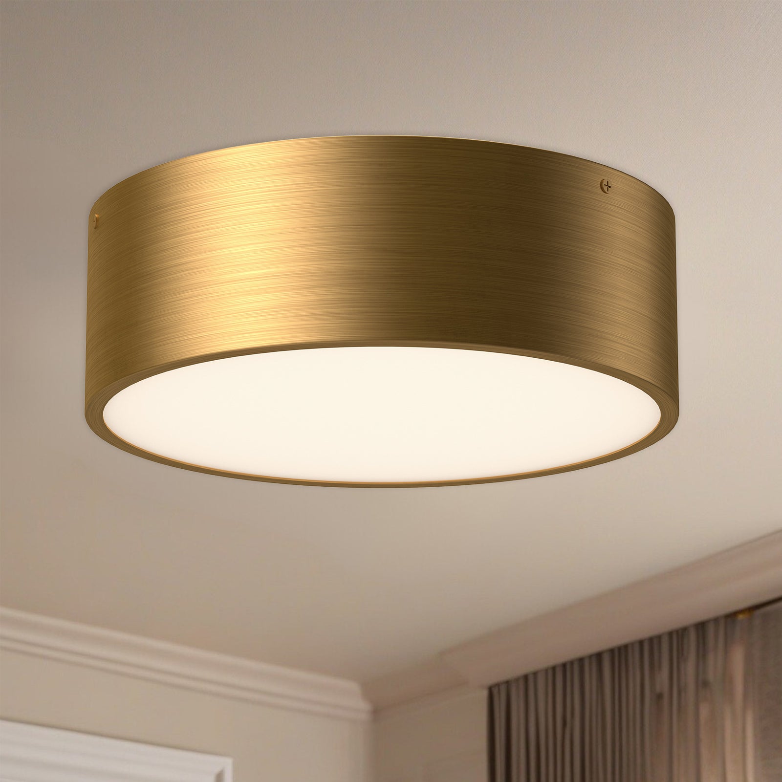 Brisbane 11-in Aged Gold 2 Lights Flush Mount