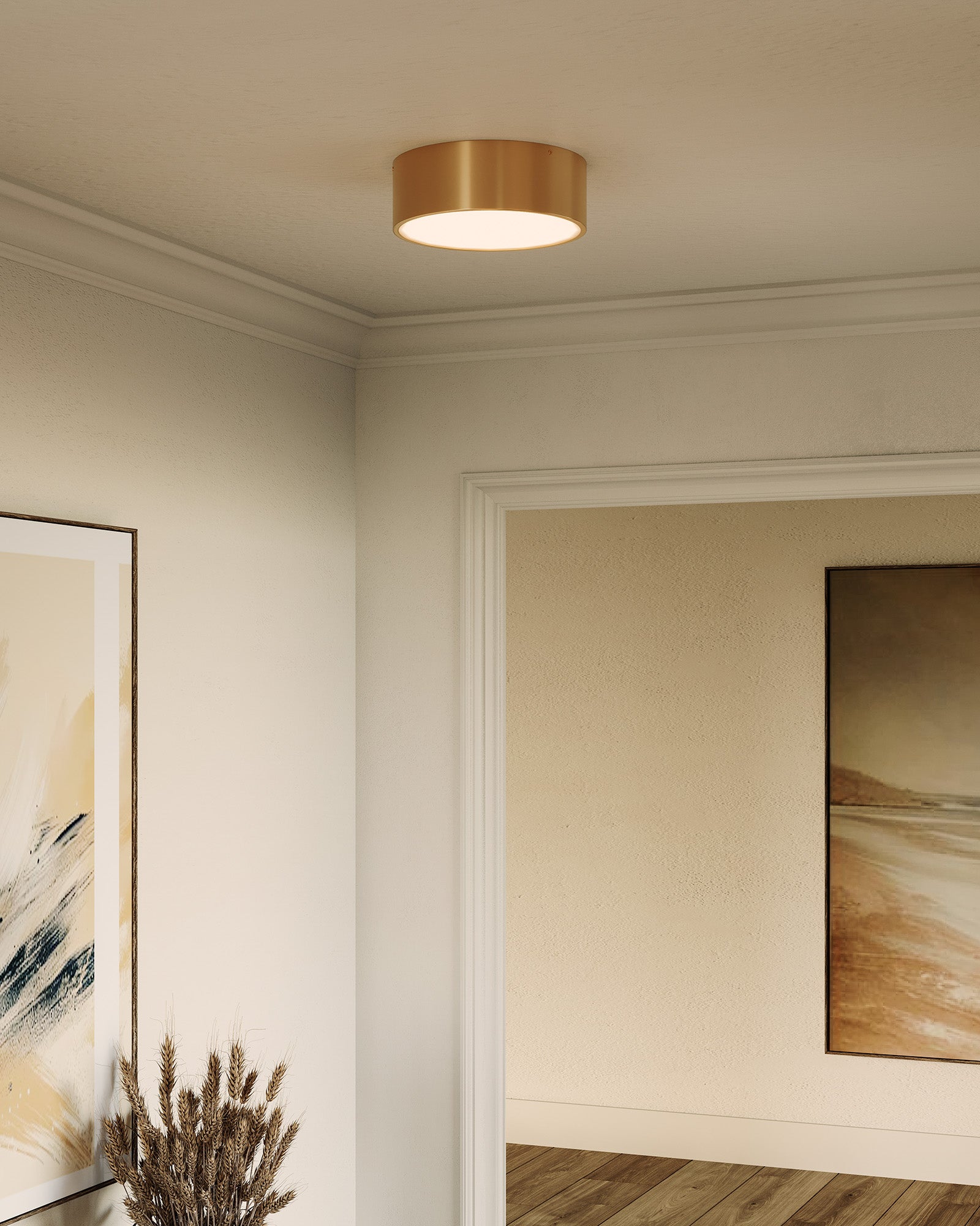 Brisbane 11-in Aged Gold 2 Lights Flush Mount