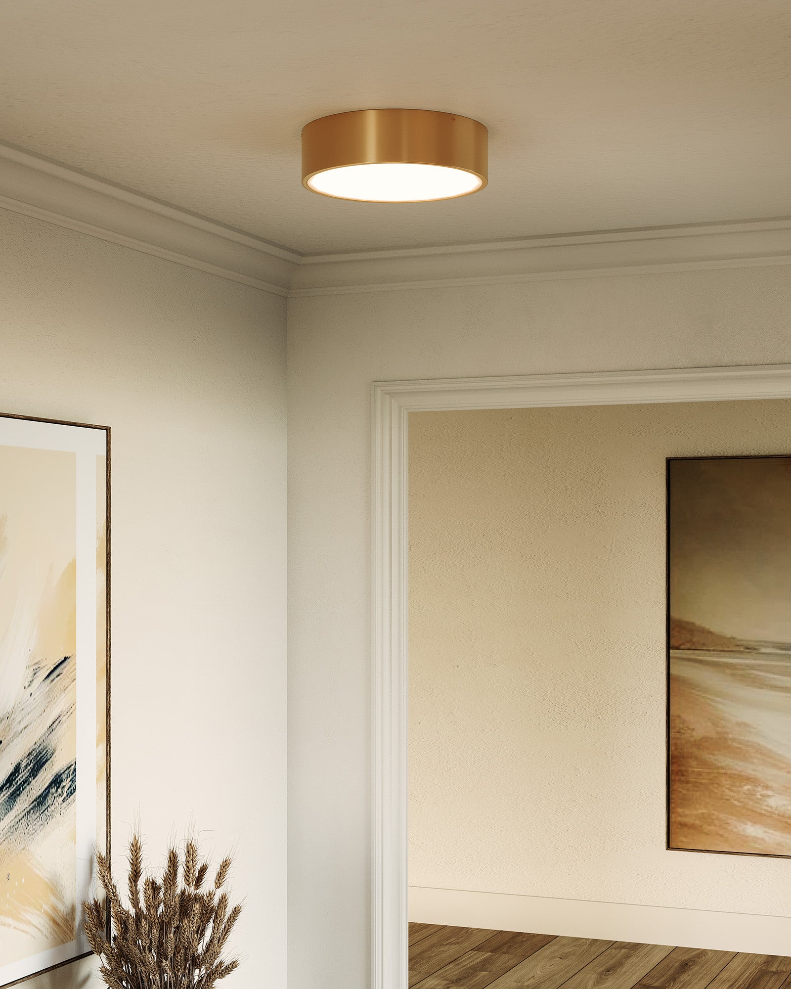 Brisbane 16-in Aged Gold 3 Lights Flush Mount