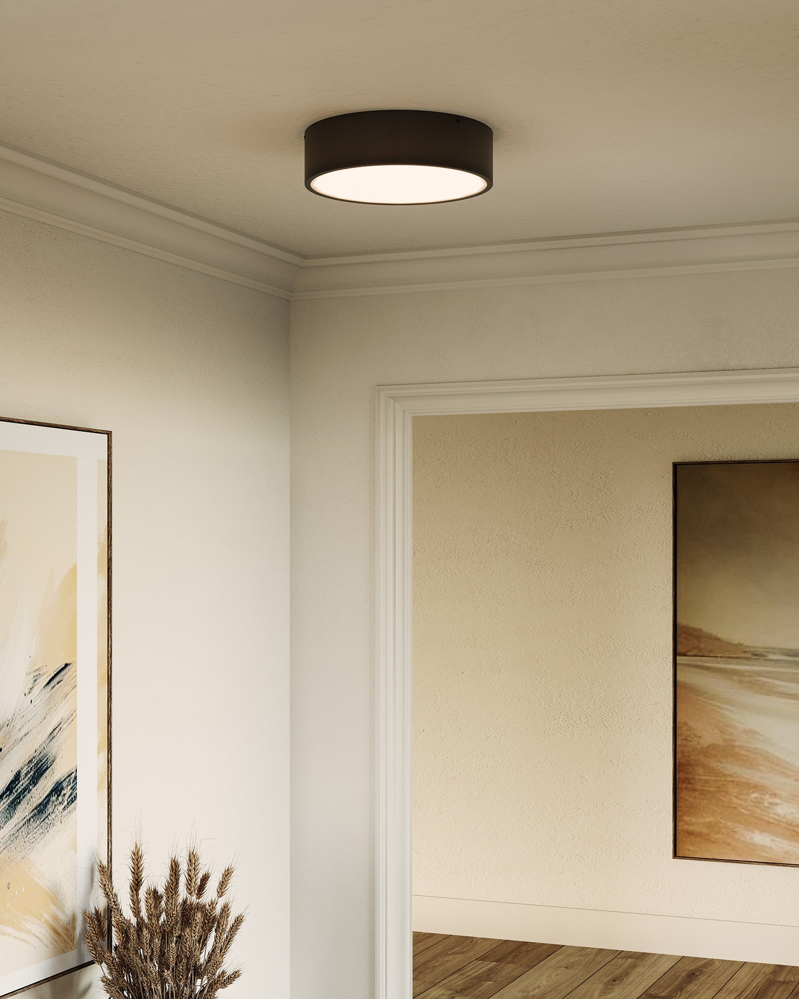 Brisbane 16-in Matte Black 3 Lights Flush Mount