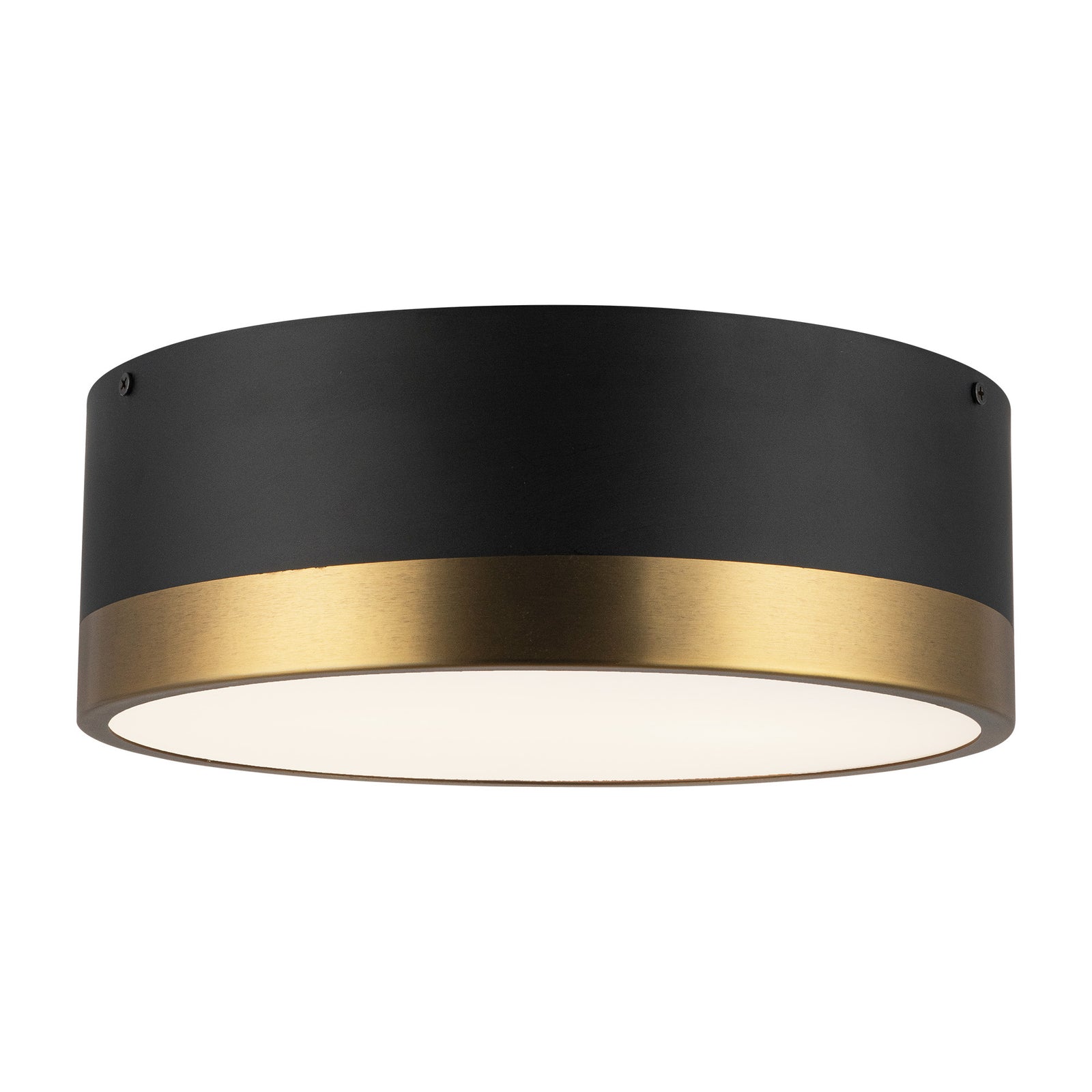 Brisbane 12-in Aged Gold/Matte Black 2 Lights Flush Mount