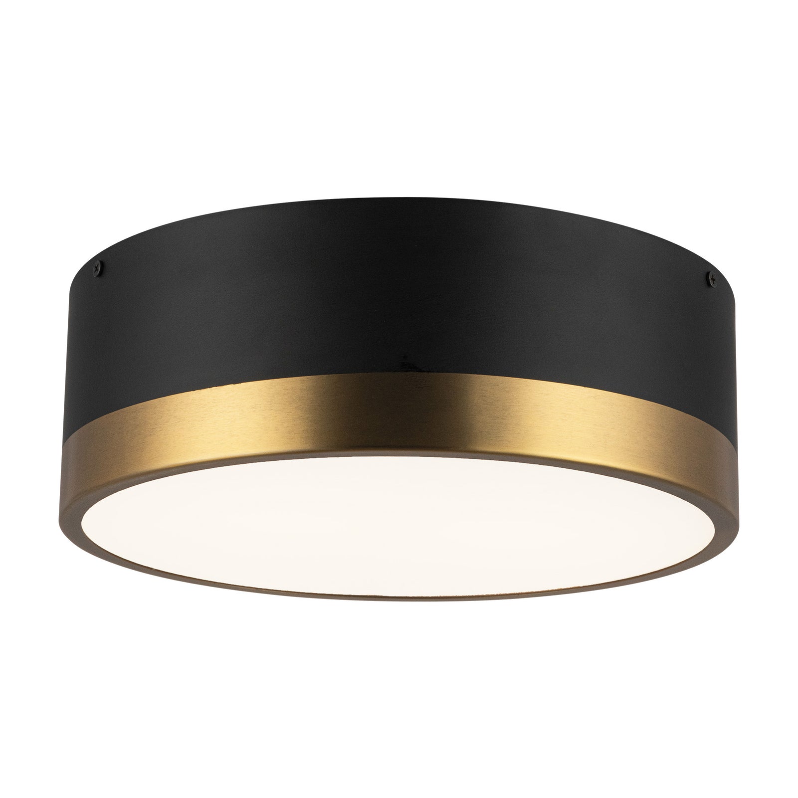 Brisbane 12-in Aged Gold/Matte Black 2 Lights Flush Mount