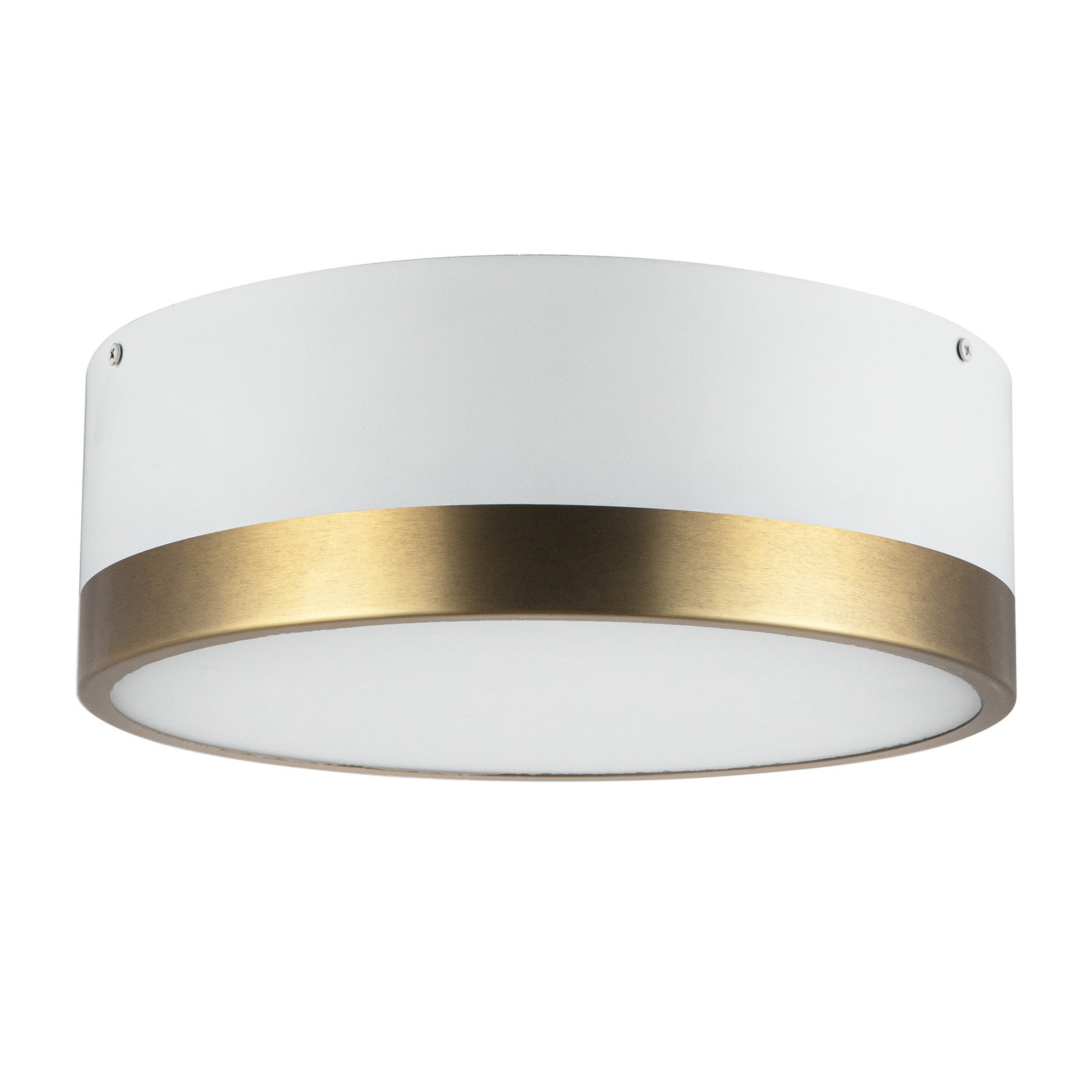 Brisbane 12-in Aged Gold/White 2 Lights Flush Mount